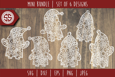 Gnome Mandala Zentangle Mini Bundle 1 Set of 6 - SVG SVG SavoringSurprises 