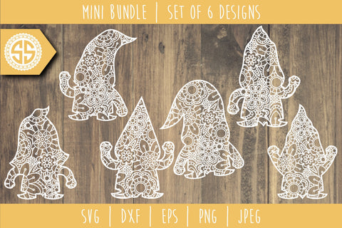 Gnome Mandala Zentangle Mini Bundle 3 Set of 6 - SVG SVG SavoringSurprises 