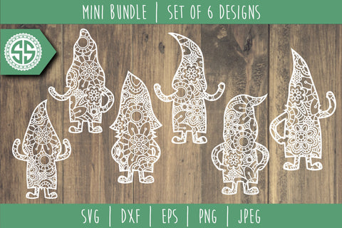 Gnome Mandala Zentangle Mini Bundle 4 Set of 6 - SVG SVG SavoringSurprises 