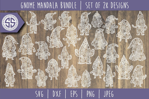 Gnome Mandala Zentangle Mini Bundle Set of 28 - SVG SVG SavoringSurprises 