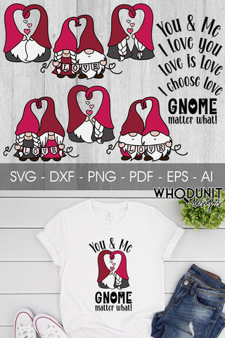 Gnome Matter What | Valentine Gnomes SVG | Love is Love cut files SVG Whodunit Designs 