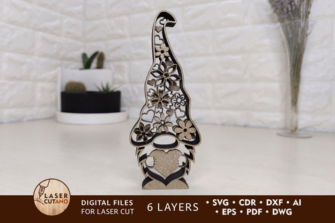 GNOME Multilayer Cutting Pattern, Mandala, SVG, 3D Designs SVG LaserCutano 