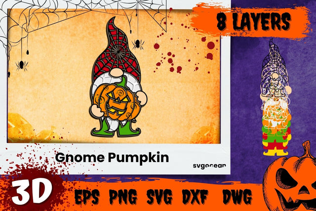 Gnome Pumpkin Layered SVG SvgOcean 