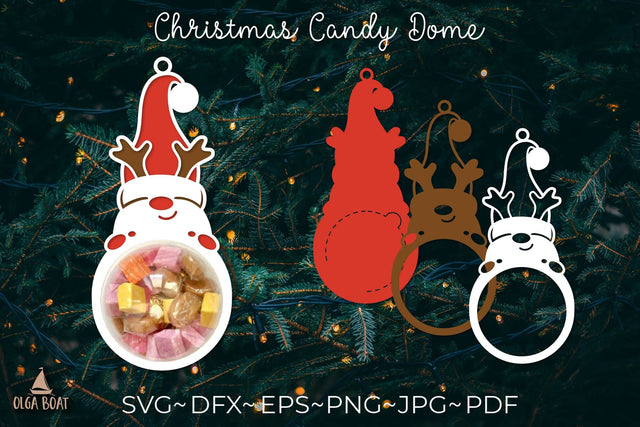 Gnome Santa candy dome | Christmas candy dome holder 3D Paper Olga Boat Design 