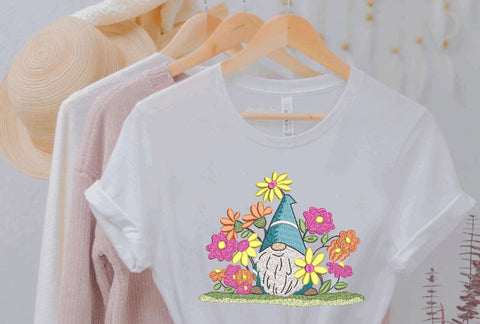 Gnome sitting on the Flower Pot Machine Embroidery Design Embroidery/Applique DESIGNS Angie 