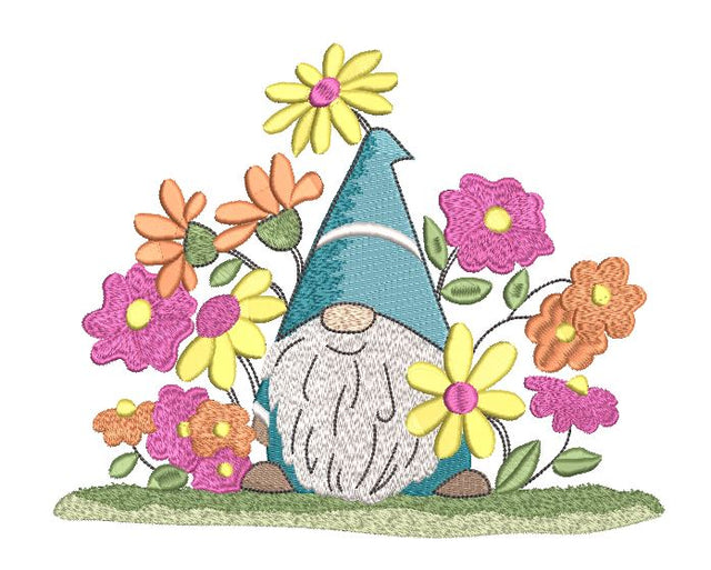Gnome sitting on the Flower Pot Machine Embroidery Design Embroidery/Applique DESIGNS Angie 