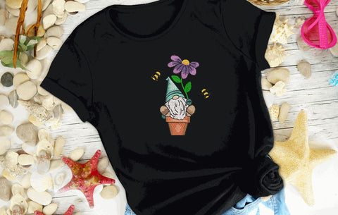 Gnome sitting on the Flower Pot Machine Embroidery Design Embroidery/Applique DESIGNS Angie 