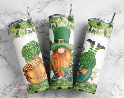 Gnome St. Patrick's Day 20oz Skinny Tumbler Sublimation Designs Tumbler for Straight n Tapered PNG File Digital Download Sublimation CaldwellArt 