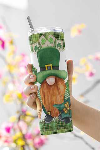 Gnome St. Patrick's Day 20oz Skinny Tumbler Sublimation Designs Tumbler for Straight n Tapered PNG File Digital Download Sublimation CaldwellArt 