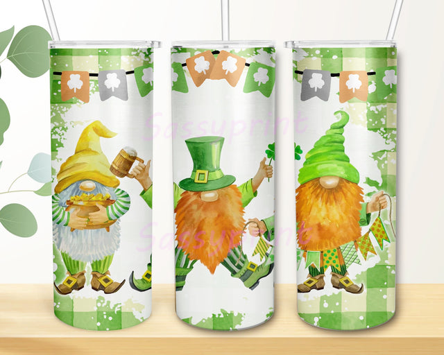 Gnome St. Patrick's Day 20oz Skinny Tumbler Sublimation Designs Tumbler for Straight Tapered PNG File Digital Download Sublimation sassyprint 