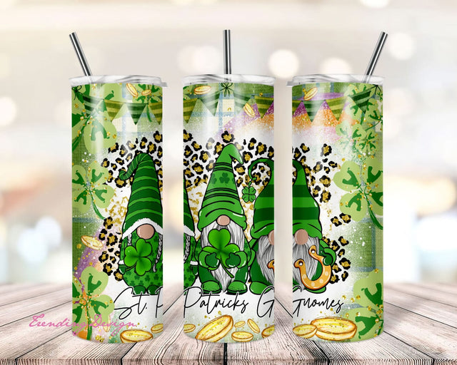 Gnome St. Patrick's Day 20oz Skinny Tumbler Sublimation Designs Tumbler for Straight/Tapered PNG File Digital Download Sublimation TrendingDesign 