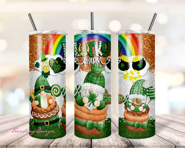 Gnome St. Patrick's Day 20oz Skinny Tumbler Sublimation Designs Tumbler for Straight/Tapered PNG File Digital Download Sublimation TrendingDesign 