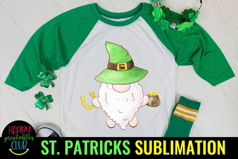 Gnome St Patricks Day Sublimation- St Patricks Gnome PNG Sublimation Happy Printables Club 