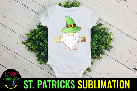Gnome St Patricks Day Sublimation- St Patricks Gnome PNG Sublimation Happy Printables Club 