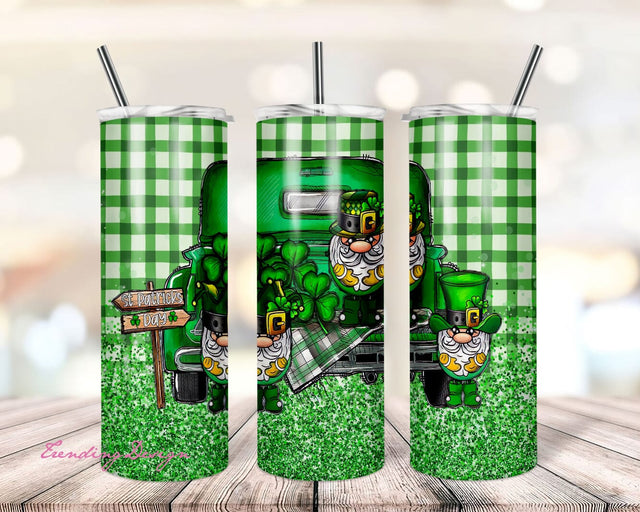 Gnome St. Patrick's Truck Glitter 20oz Skinny Tumbler Sublimation Designs Tumbler for Straight/Tapered PNG File Digital Download Sublimation TrendingDesign 