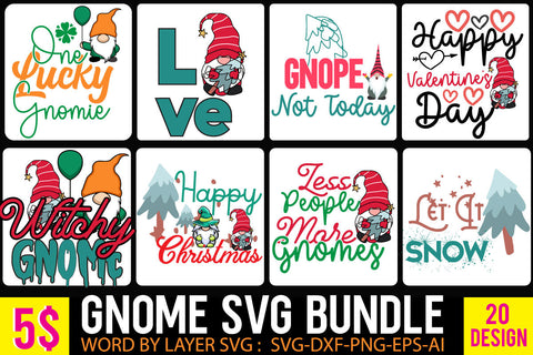 Gnome SVG Bundle,Gnome SVG Bundle Quotes, Gnome Vector Bundle, Gnomie SVG Bundle, 20 Gnome SVG Design, Christmas Gnome SVG Bundle, Gnome Halloween SVG Bundle SVG BlackCatsMedia 