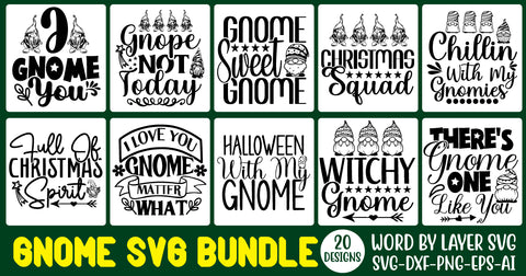 Gnome SVG Bundle,Gnome SVG Bundle Quotes, Gnomie SVG Bundle, 20 Gnome SVG Design, Christmas Gnome SVG Bundle, SVG Rafiqul20606 
