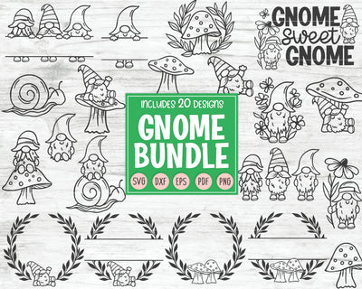 Gnome SVG file Bundle, Gnome svg files, Mushroom svg, Gnome Sweet Gnome svg, Floral Gnome cut file, Gnome Monogram Frame svg file, Gnome Wreath svg, Snail svg SVG Wild Pilot 