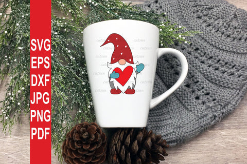 Gnome SVG | Love gnome SVG | Gnome with a heart cut file SVG CutsunSVG 