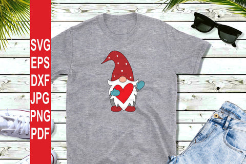 Gnome SVG | Love gnome SVG | Gnome with a heart cut file SVG CutsunSVG 