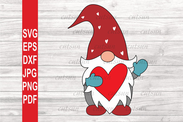 Gnome SVG | Love gnome SVG | Gnome with a heart cut file SVG CutsunSVG 