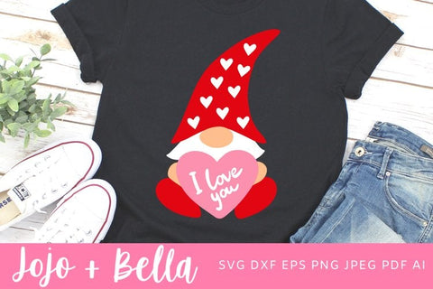 Gnome Svg, Love Heart Gnome Svg, Love Svg, Valentines Gnome Svg, Gnome Clipart, Gnome Iron on, Valentines Day Svg, Cute Gnome svg, cut file SVG Jojo&Bella 