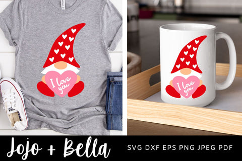 Gnome Svg, Love Heart Gnome Svg, Love Svg, Valentines Gnome Svg, Gnome Clipart, Gnome Iron on, Valentines Day Svg, Cute Gnome svg, cut file SVG Jojo&Bella 