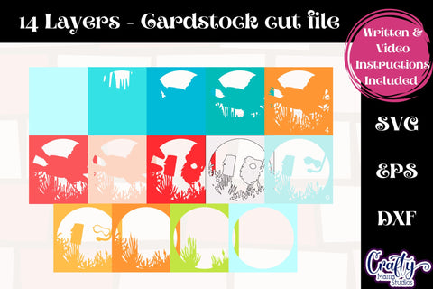 Gnome Svg Shadow Box, 3D Layered Gnome Swimming In Ocean Svg SVG Crafty Mama Studios 