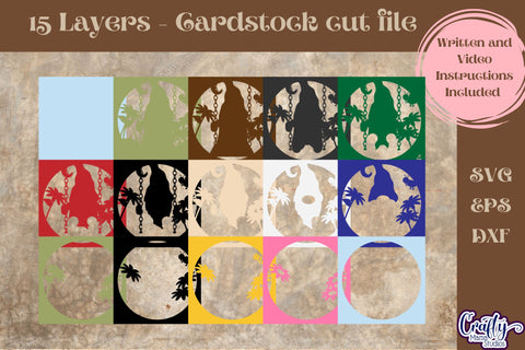 Gnome Svg Shadow Box, 3D Layered Spring Gnome Swing Cut File SVG Crafty Mama Studios 