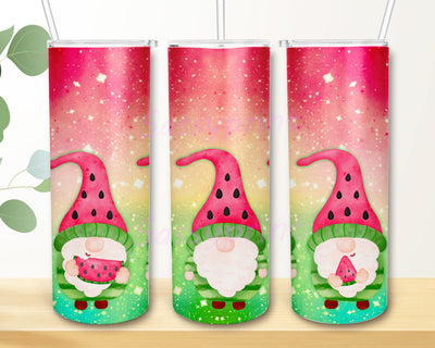 Gnome Tumbler Wrap, Watermelon Sublimation Tumbler, Summer Watermelon Gnomes Tumbler PNG, Tumbler Template, Summertime 20 oz Skinny Tumbler Sublimation sassyprint 
