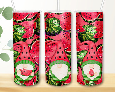 Gnome Tumbler Wrap, Watermelon Sublimation Tumbler, Summer Watermelon Gnomes Tumbler PNG, Tumbler Template, Summertime 20 oz Skinny Tumbler Sublimation sassyprint 