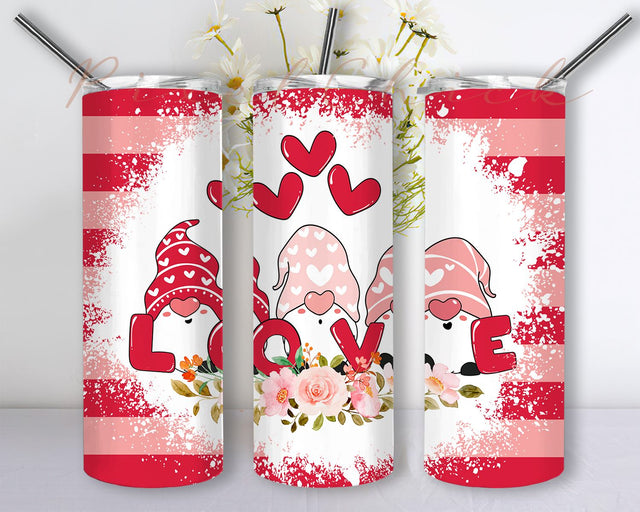 Gnome Valentine 20oz Skinny Tumbler Sublimation Designs Tumbler for Straight Tapered PNG File Digital Download Sublimation PixelChick 