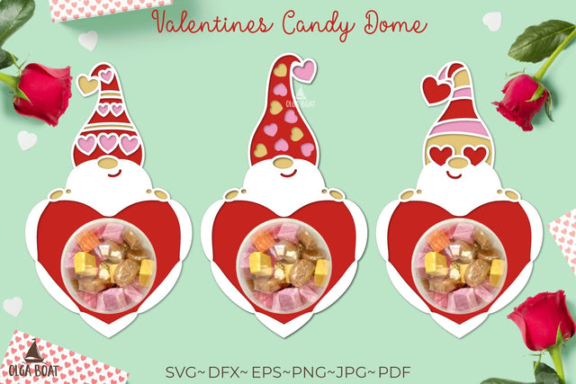 Gnome valentine candy dome | Valentines day candy holder 3D Paper Olga Boat Design 