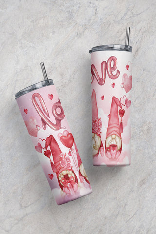 Gnome Valentine Heart 20oz Skinny Tumbler Sublimation Designs Tumbler for Straight/Tapered PNG File Digital Download Sublimation CaldwellArt 