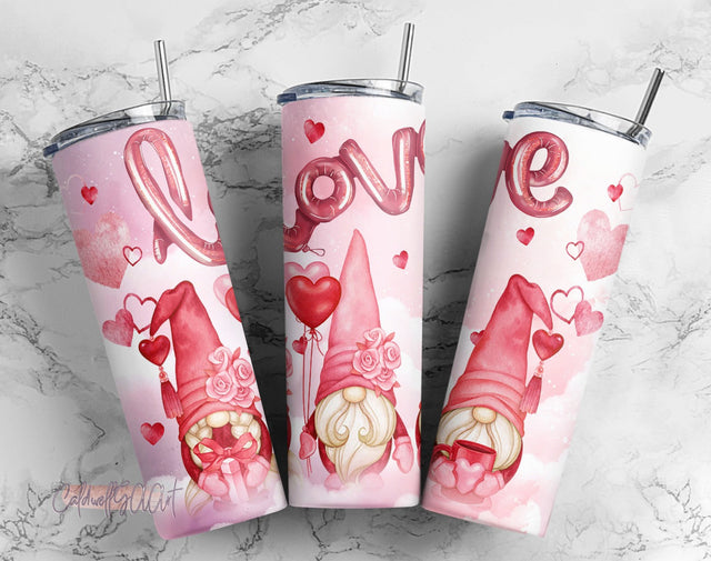 Gnome Valentine Heart 20oz Skinny Tumbler Sublimation Designs Tumbler for Straight/Tapered PNG File Digital Download Sublimation CaldwellArt 