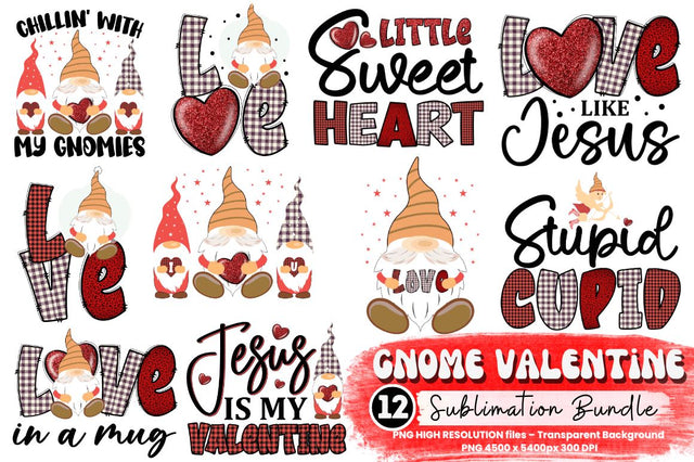 Gnome Valentine sublimation Bundle Sublimation Regulrcrative 