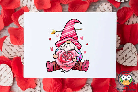 Gnome Valentine Sublimation PNG Design Sublimation Owlsome.Designs 