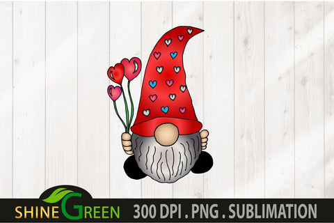 Gnome Valentine Sublimation PNG Sublimation Shine Green Art 