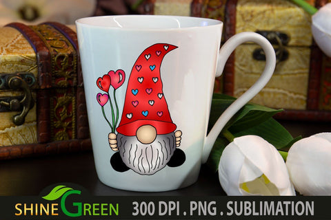 Gnome Valentine Sublimation PNG Sublimation Shine Green Art 
