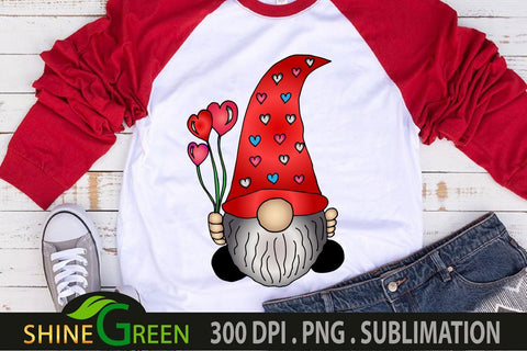 Gnome Valentine Sublimation PNG Sublimation Shine Green Art 