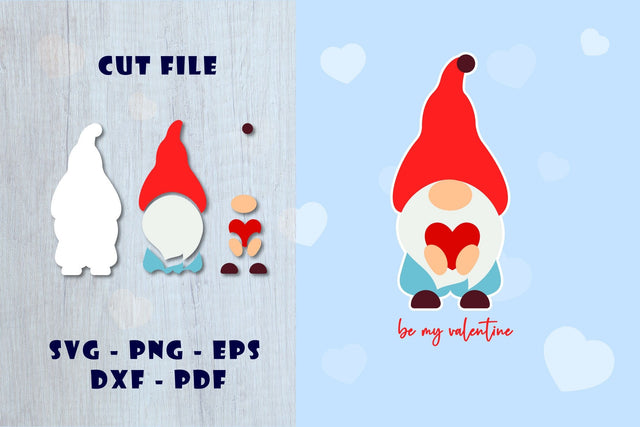 Gnome valentine svg with heart. Be my valentine. Cut file SVG Angelina Semenova 