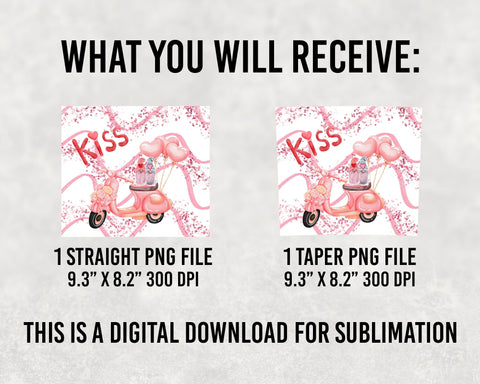 Gnome Valentiner Vespa Kiss Tumbler, Valentine Pink Gnome 20oz Tumbler Sublimation Design Sublimation BOO-design 