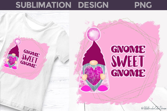 Gnome Valentines Day Sublimation Sublimation WatercolorColorDream 