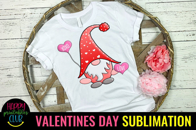 Gnome Valentines Day Sublimation- Valentine Gnome Sublimation Sublimation Happy Printables Club 