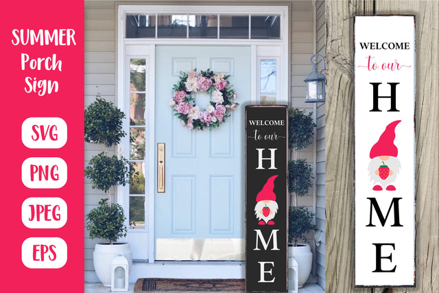 Gnome Welcome Home Porch Sign. Summer Vertical Front Sign SVG SVG LaBelezoka 