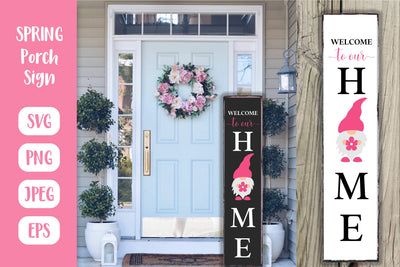Gnome Welcome Porch Sign. Spring or Summer Vertical Sign SVG LaBelezoka 