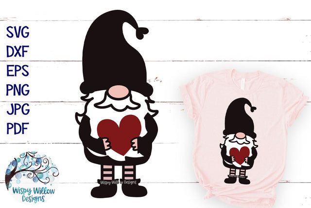Gnome with Heart SVG SVG Wispy Willow Designs 