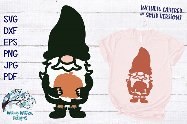 Gnome with Pumpkin SVG SVG Wispy Willow Designs 