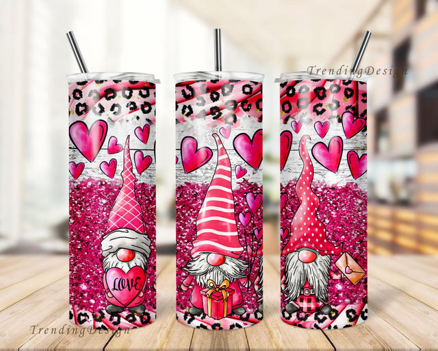 Gnomes and Heart 20oz Skinny Tumbler PNG, Valentine's Day 20 oz Skinny Tumbler Sublimation Design PNG Sublimation TrendingDesign 