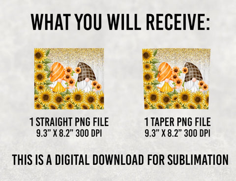 Gnomes And Sunflowers Tumbler Wrap 20oz, Sublimation Designs, Tumbler Wrap SVG BOO-design 